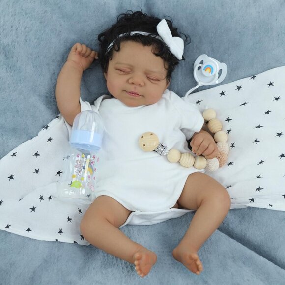18 Inch Reborn Baby Doll Black Boy Realistic Newborn African American Gift - Picture 5 of 8